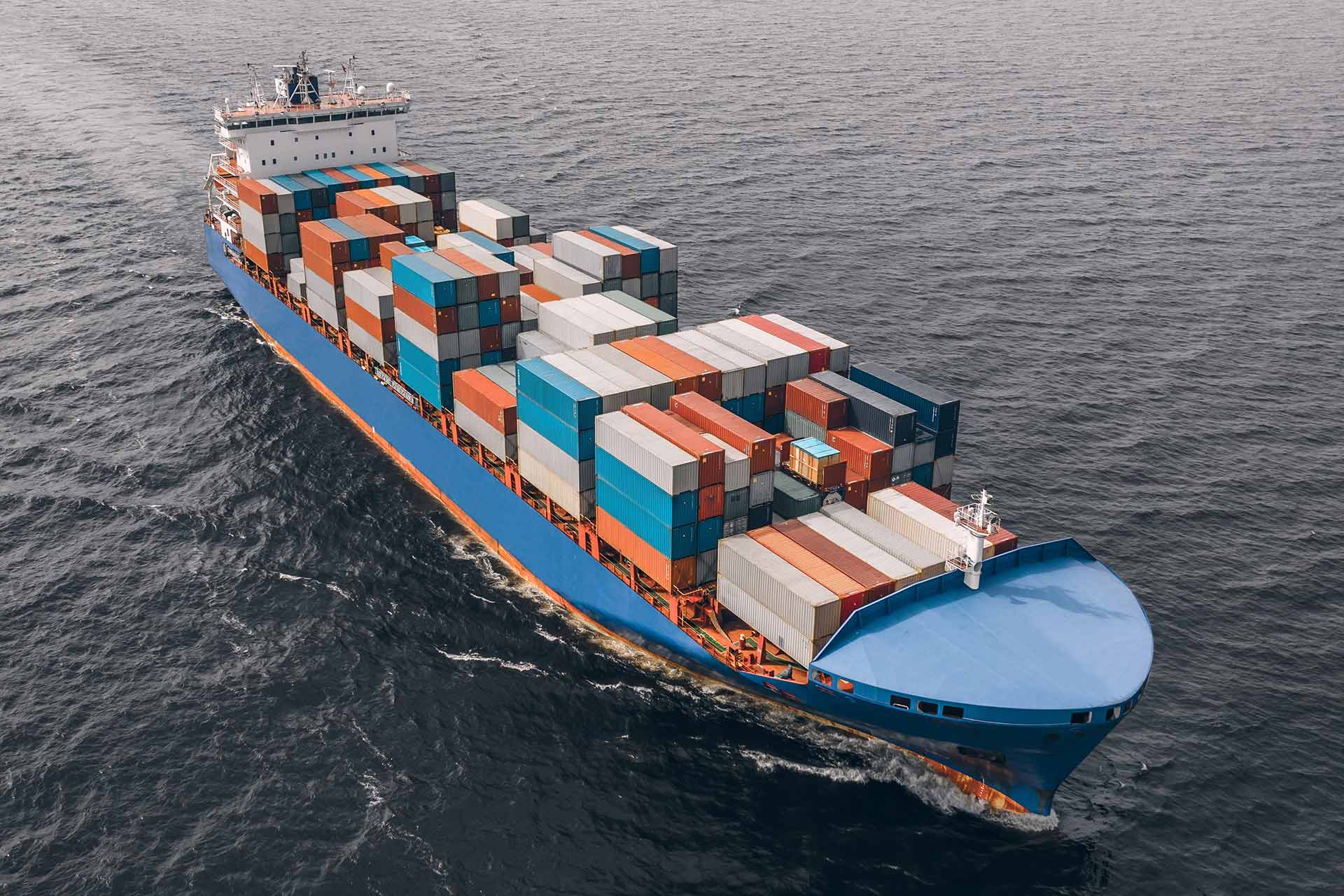 Container Ship Sailing in the Sea